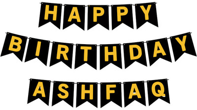 Midas Craft Happy Birthday Ashfaq M Banner 02. Banner(10 ft, Pack of 1)