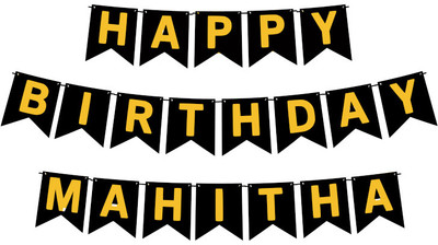 Midas Craft Happy Birthday Mahitha M Banner 02. Banner(10 ft, Pack of 1)