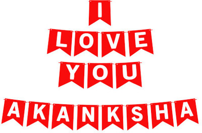 Midas Craft I Love You Akanksha Name Banner 03 Banner(10 ft, Pack of 1)