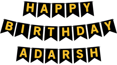 Midas Craft Happy Birthday Adarsh M Banner 02. Banner(10 ft, Pack of 1)