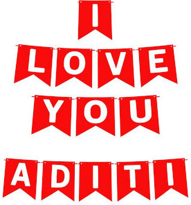 Midas Craft I Love You Aditi Name Banner 03 Banner(10 ft, Pack of 1)
