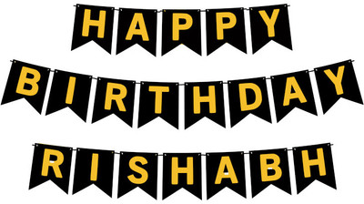 Midas Craft Happy Birthday Rishabh M Banner 02. Banner(10 ft, Pack of 1)