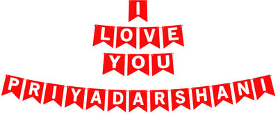 Midas Craft I Love You Priyadarshani Name Banner 03 Banner(10 ft, Pack of 1)