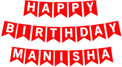 Midas Craft Happy Birthday Manisha_01. Pennant Banner(10 ft, Pack of 1)