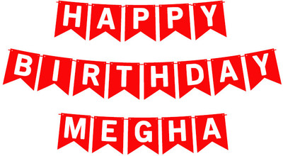 Midas Craft Happy Birthday Megha_01. Pennant Banner(10 ft, Pack of 1)