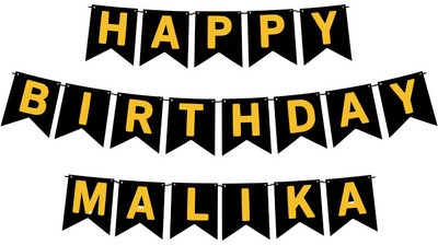Midas Craft Happy Birthday Malika M Banner 02. Banner(10 ft, Pack of 1)