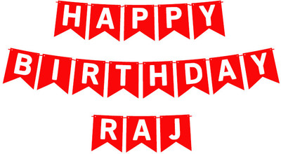 Midas Craft Happy Birthday Raj_01. Pennant Banner(10 ft, Pack of 1)