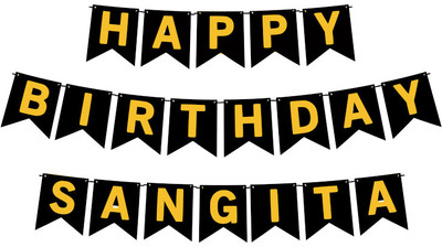 Midas Craft Happy Birthday Sangita M Banner 02. Banner(10 ft, Pack of 1)