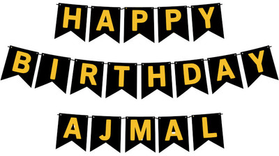 Midas Craft Happy Birthday Ajmal M Banner 02. Banner(10 ft, Pack of 1)