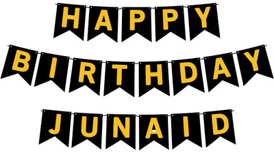 Midas Craft Happy Birthday Junaid M Banner 02. Banner(10 ft, Pack of 1)