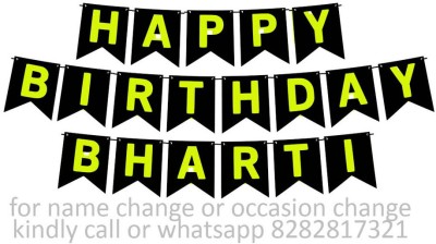 Midas Kraft Happy Birthday Bharti M Banner 02. Banner(10 ft, Pack of 1)