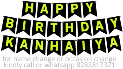 Midas Kraft Happy Birthday Kanhaiya M Banner 02. Banner(10 ft, Pack of 1)