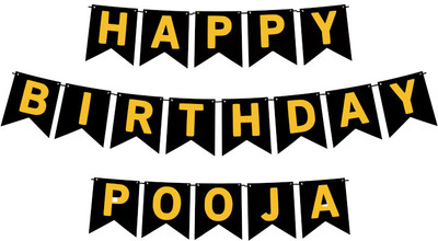 Midas Craft Happy Birthday Pooja M Banner 02. Banner(10 ft, Pack of 1)