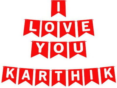 Midas Craft I Love You Karthik Name Banner 03 Banner(10 ft, Pack of 1)