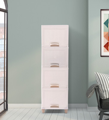 Novatic Cabinet Plastic Modular Cupboard Drawer Storage Box Rack for Clothes Organizer PP Collapsible Wardrobe(Finish Color - White, DIY(Do-It-Yourself))