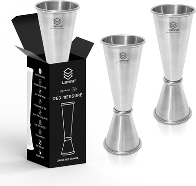 LAMINA Japanese Style Peg Measure 30/60 ml Double-Sided Jigger for Bars, Home & Hotels 3 - Piece Bar Set(Stainless Steel)