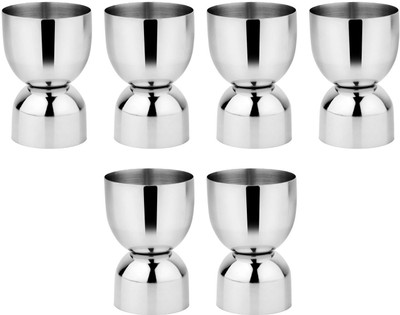 HAZEL Stainless Steel Peg Measure Jigger, Double Sided Round Jigger Measure 6 - Piece Bar Set(Stainless Steel)