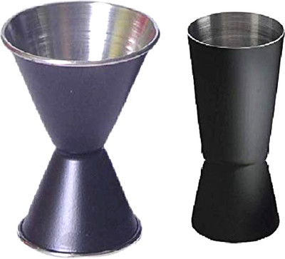 Dynore Set of 2 Double Sided Black Peg measures - 30&60, 20&40 ml each 2 - Piece Bar Set(Stainless Steel)