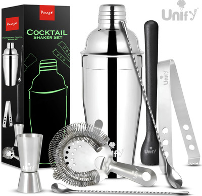 Unify 6 Pieces Bartender Kit | Cocktail Shaker Set Home Bar & Parties Bar Set(Stainless Steel)