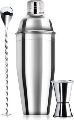 finality 750ml Cocktail Shaker and Measuring Jigger & Mixing Spoon Bar Set(Stainless Steel)