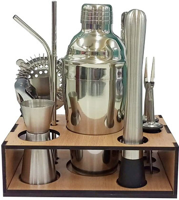 Incrizma Mixology Bartender Kit Cocktail Shaker Set with Stand by Incrizma Bar Set(Stainless Steel)