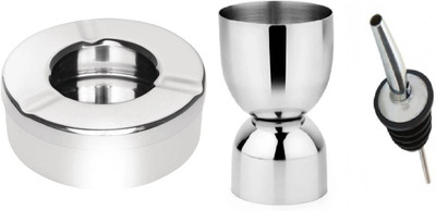 Anne-kee 3 PCs Combo Set Stainless Steel 1 Pcs Ashtray Lid for Cigarette Ash holder 1 PCs 30/60 ML Peg Measure for Wine Whisky Cocktail Measuring Jigger and 1 PCs Liquor Pourer For Wine Oil Home Kitchen Bar Tool Set 3 - Piece Bar Set(Stainless Steel) Anne-kee 3 PCs Combo Set Stainless Steel 1 Pcs Ashtray Lid for Cigarette Ash holder 1 PCs 30/60 ML Peg Measure for Wine Whisky Cocktail Measuring Jigger and 1 PCs Liquor Pourer For Wine Oil Home Kitchen Bar Tool Set 3 - Piece Bar Set(Stainless Steel)