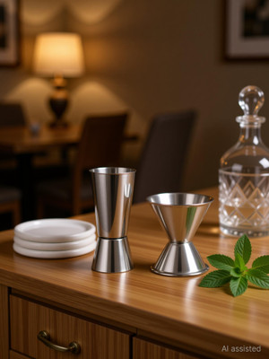 Dynore Dynore Stainless Steel Set of 2 Double Sided Peg measures - 30&60, 20&40 ml each 2 - Piece Bar Set(Stainless Steel)