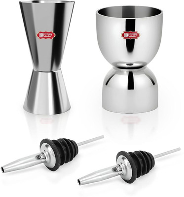 Kitchen Expert Bar set | Peg Measurer 30 & 60 ml 2 pc with 2 pourer | 4 - Piece Bar Set(Stainless Steel)