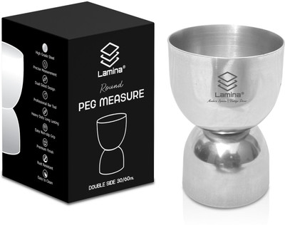 LAMINA Round Peg Measure 30/60 ml Double-Sided Cocktail Jigger for Bars, Home & Hotels. 1 - Piece Bar Set(Stainless Steel)