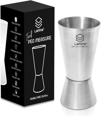 LAMINA Tall Peg Measure 30/60 ml Double-Sided Cocktail Jigger for Bars, Home & Hotels. 1 - Piece Bar Set(Stainless Steel)