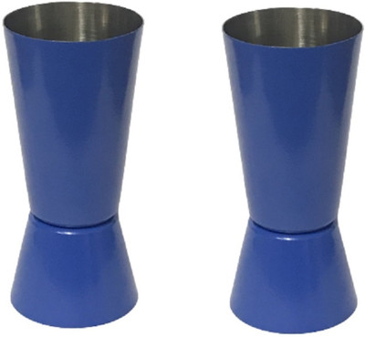 Dynore Dynore Stainless Steel Navy Blue Color Tall Peg Measure- 30/60 ml- Set of 2 2 - Piece Bar Set(Stainless Steel)