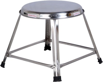 Lifetime Stools 12 Inch Pack of 1 Round Shape Stainless Steel Stool for Sitting Bathroom Stool(Silver, Pre-assembled)