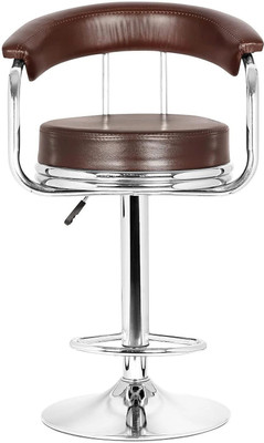 SEATFIT Adjustable Swivel Bar Stool Chair with Cushion & Chrome Footrest Metal Bar Stool(Finish Color - Brown, DIY(Do-It-Yourself))