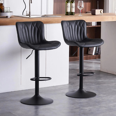 CHAIRTECH CHAIRTECH ® l Upto 5 years of Warranty l Bar Chair, Stool PACK OF 2 Leatherette Bar Stool(Finish Color - BLACK, DIY(Do-It-Yourself))