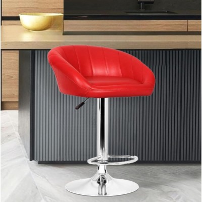 Da URBAN Mini Red | Revolving | Height Adjustable | Kitchen \ Café \ Store | Leatherette Bar Stool(Finish Color - Red, DIY(Do-It-Yourself))
