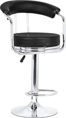 RUDRAKSH Premium Quality Modern Chrome and Black Adjustable Leather Bar Stool(Finish Color - Black, DIY(Do-It-Yourself))