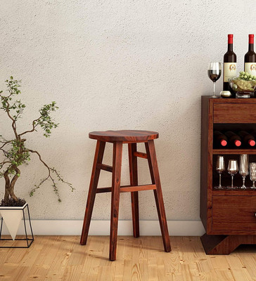 Custom Decor Solid Sheesham Wooden Japanese Style Bar Table - Teak Finish Solid Wood Bar Stool(Finish Color - Teak, Pre-assembled)