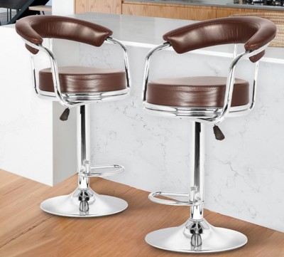 Da URBAN Classic Brown Pack of 2 Revolving Kitchen / Café / Stores Bar Stool Brown Leatherette Bar Stool(Finish Color - Brown, DIY(Do-It-Yourself))