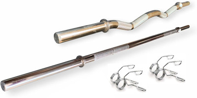 YMD 3FT Curl & 3FT Straight Barbell 28mm Weight Bars for Strength Training & Fitness Weight Lifting Bar(Silver)