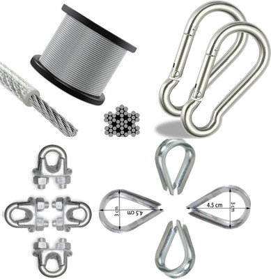 FITIFY Gym Wire rope 5Meter with U-Locks, Eye Locks, and Snap Hook for Cable Machines Multi-training Bar