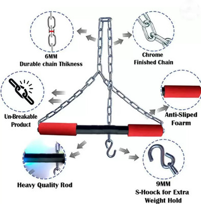 BOLDHIGH CHIN UP Height Increasing pull-up Bar and multipurpose training for gym and home Chin-up Bar(Red)