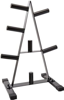 Allyson Fitness Barbell 1-Inch Weight Plate Rack | Durable Steel Construction with 5 Post Weight Lifting Bar(Black)