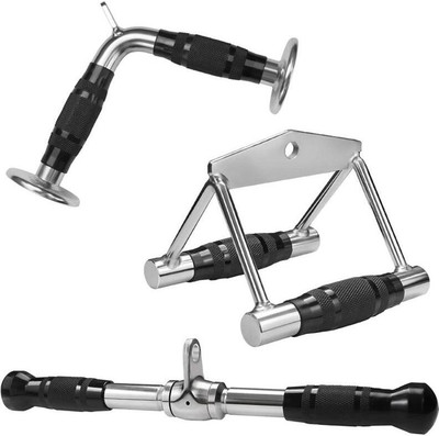 INDFITNESS Trio combo with Rowing , Tri-Handle & V shapped Multi-training Bar(Silver)