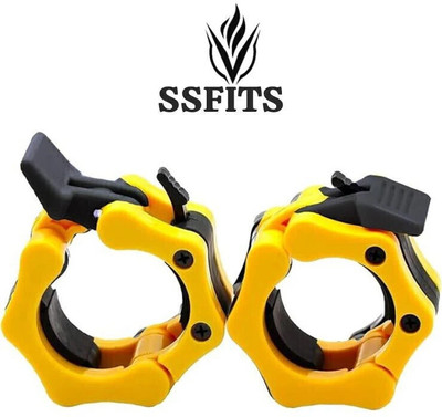 HT Push Up Bars 1 Pair OlympicBarbell Lock Collars 48mm,Barbell Clamp plastic Rod Locks Multi-training Bar(Yellow, Black)
