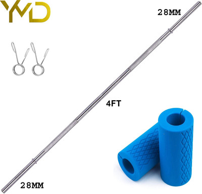 YMD 4FT Straight 28mm weightlifting rod With Barbell Grips And Spring Lock Weight Lifting Bar