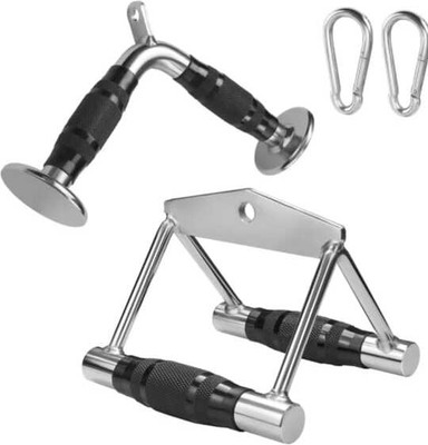 FW Sports Latest combo Choromic Rowing Handle & V-bar Multi-training Bar(Silver, Black)