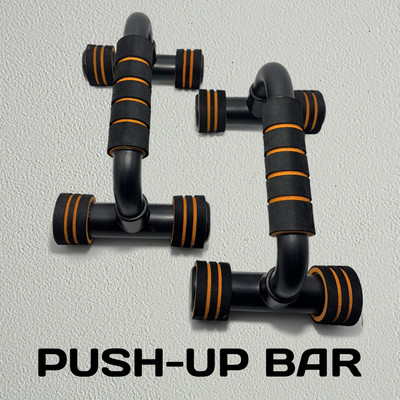 PIKKO Adjustable Home Pushup Bar Push-up Bar(Black, Orange)