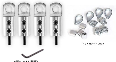 Dinetic Gym machine Wire Rope Cable 4 Clip, 4 Thimble, 4Crimping Loop, 4 Wire lockl Multi-training Bar