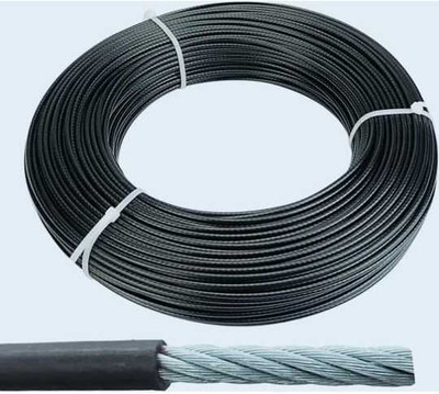 FW Sports Heavy PU Coated 6mm 10mtr Wire for Gym Machines Multi-training Bar(Black)