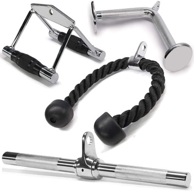 RAWFIT Combo Double D Handle Cable Attachment, Tricep Rope/Tricep Pull Down Rope Chin-up Bar